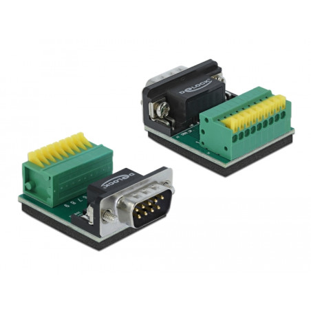 Delock Adapter D-Sub 9 Pin Stecker zu Terminalblock 9 Pin mit Drucktaster