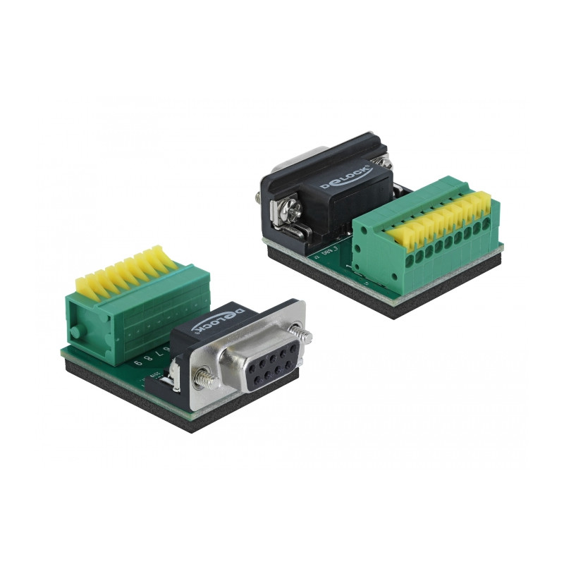 Delock Adapter D-Sub 9 Pin Buchse zu Terminalblock 9 Pin mit Drucktaster