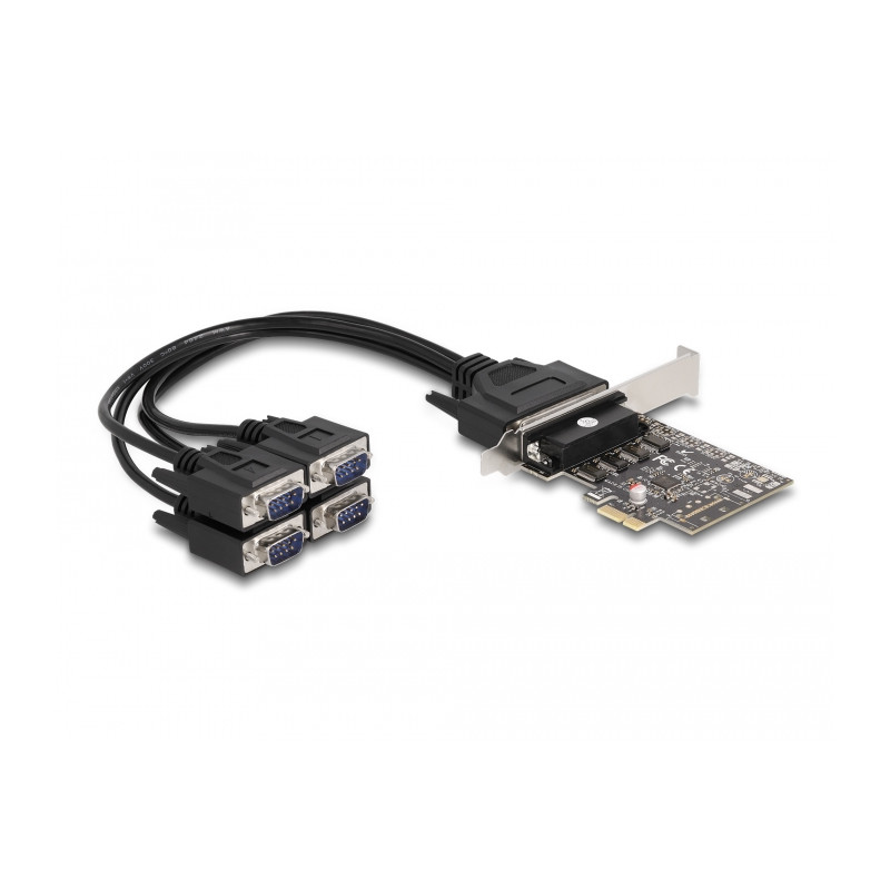 Delock PCI Express Karte zu 4 x Seriell RS-232 mit Standard und Low Profile Slotblenden