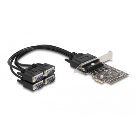 Delock PCI Express Karte zu 4 x Seriell RS-232 mit Standard und Low Profile Slotblenden
