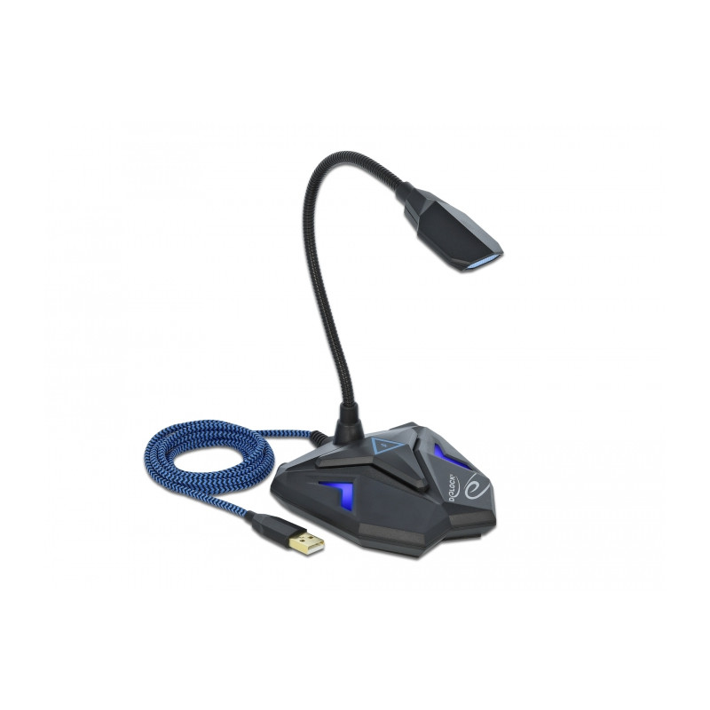Delock Desktop USB Gaming Mikrofon mit Schwanenhals und Mute Button