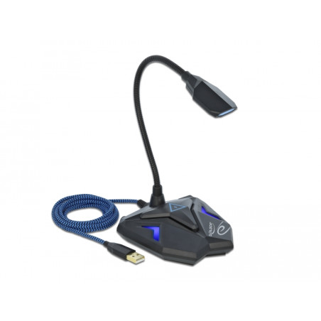 Delock Desktop USB Gaming Mikrofon mit Schwanenhals und Mute Button