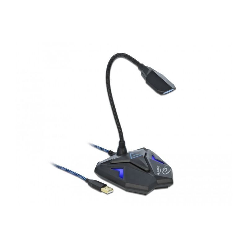 Delock Desktop USB Gaming Mikrofon mit Schwanenhals und Mute Button