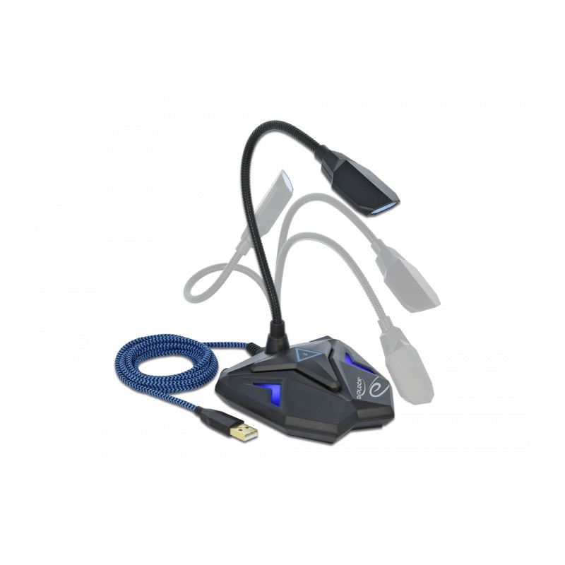 Delock Desktop USB Gaming Mikrofon mit Schwanenhals und Mute Button