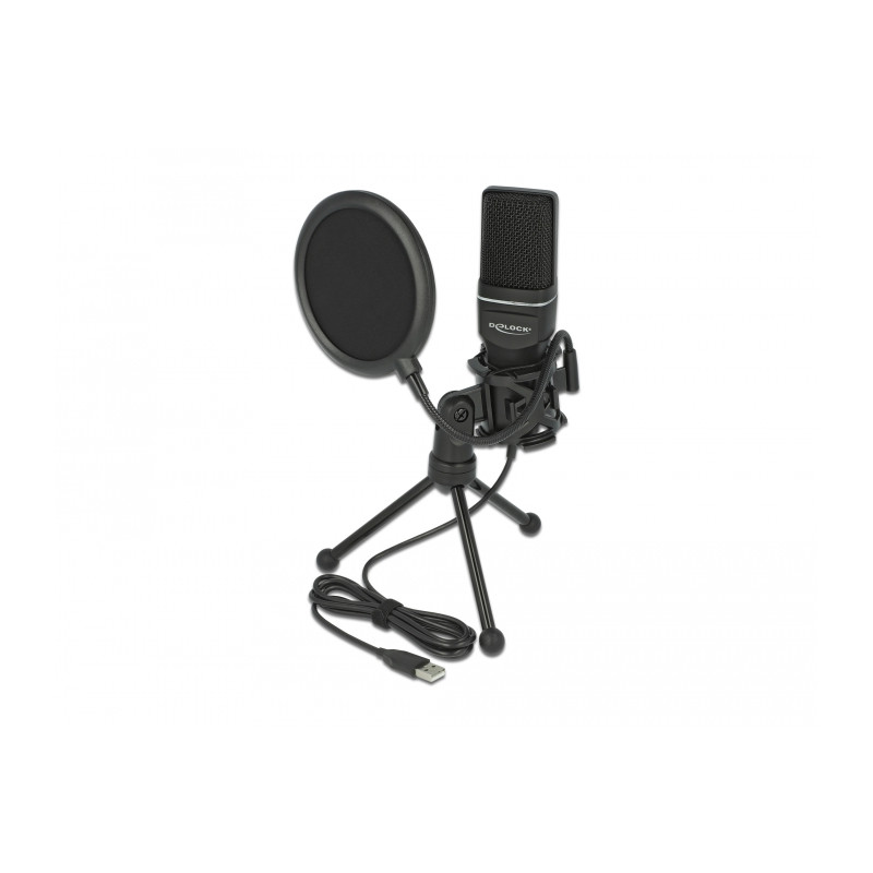 Delock USB Kondensator Mikrofon Set - für Podcasting, Gaming und Gesang