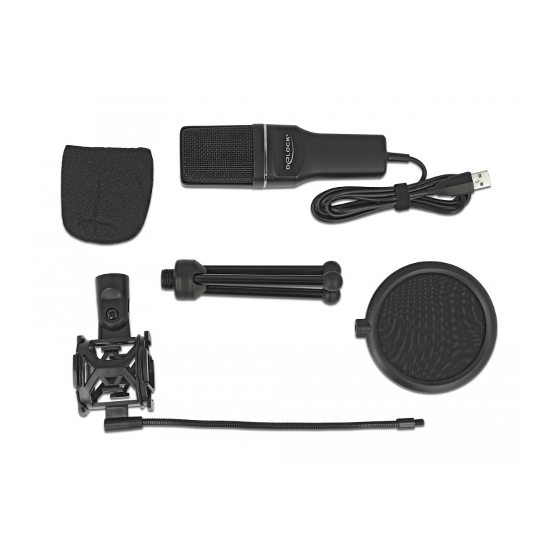 Delock USB Kondensator Mikrofon Set - für Podcasting, Gaming und Gesang