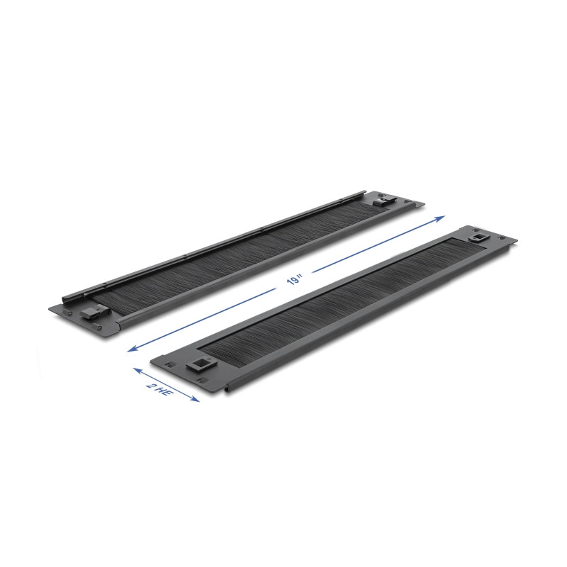 Delock 19″ Kabelmanagement Bürstenleiste werkzeugfrei 2 HE schwarz