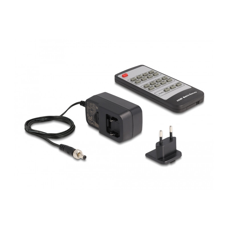 Delock HDMI Matrix Switch 4 x HDMI in zu 2 x HDMI out 4K 60 Hz mit Audio Extraktor