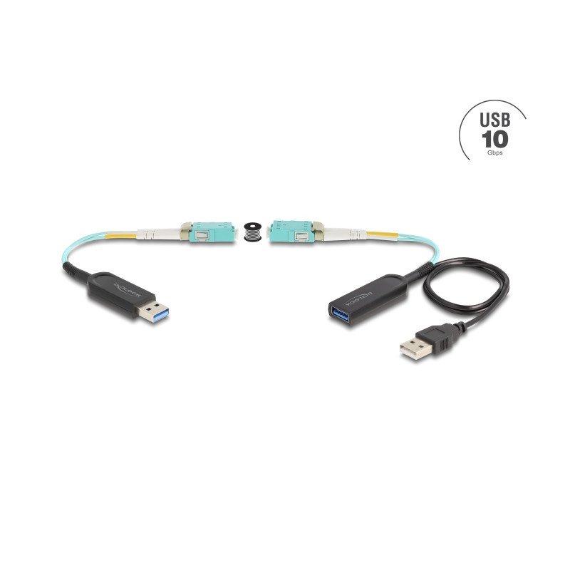 Delock USB 10 Gbps Typ-A Extender Set über LC Duplex Kabel