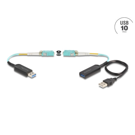 Delock USB 10 Gbps Typ-A Extender Set über LC Duplex Kabel